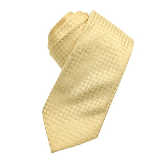 Donald J. Trump Signature Collection Silk Tie Metallic Yellow Checkered - Picture 1 of 7
